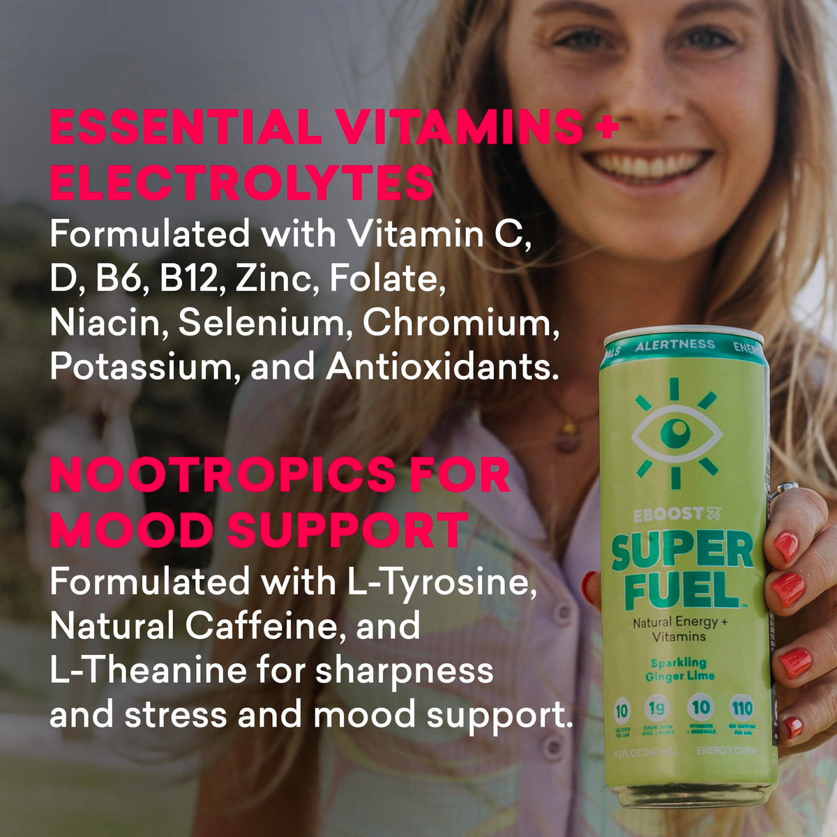 Nutrition label highlights gluten-free and non-GMO attributes on the can