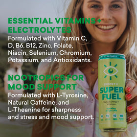 EBOOST Ginger Lime label highlighting clean ingredients with no artificial flavors or sweeteners