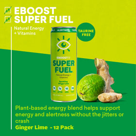 EBOOST Ginger Lime being poured, showing sparkling energy and convenient ready-to-drink form