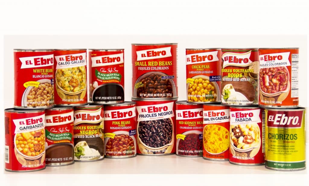 Cans and packaging of El Fabada in a convenient case.