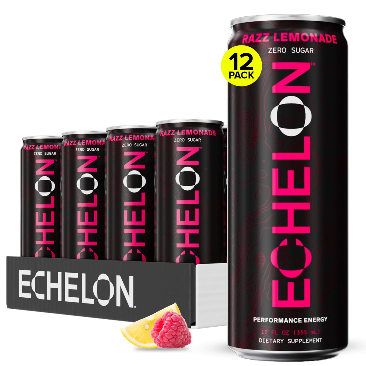Echelon Raz Lemonade can front view showing clean energy for workouts