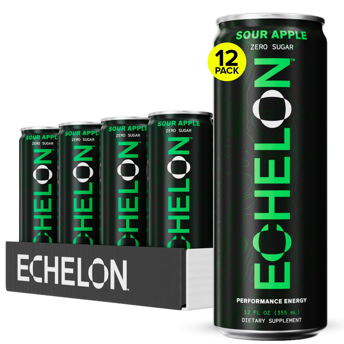 Echelon Sour Apple energy can front with zero sugar energy for active days