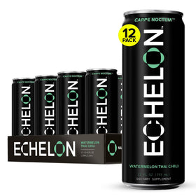 Echelon Watermelon Thai Chili can close-up showing bold flavor and caffeine energy for workouts.