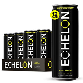 Echelon Yuzu Cayenne can front view showing bold branding for energized workouts.