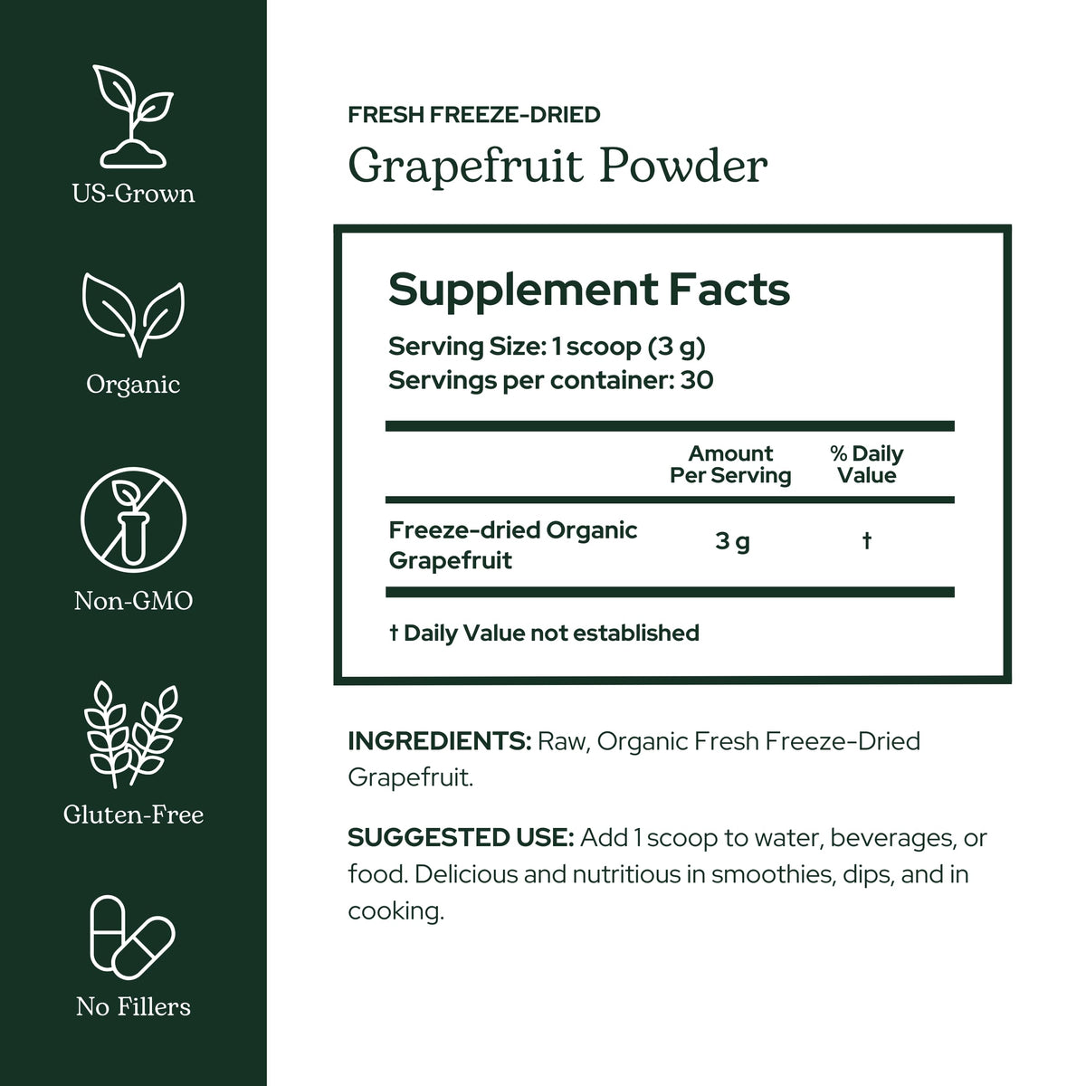 Eclectic Institute grapefruit powder bottle shown for everyday supplement use.