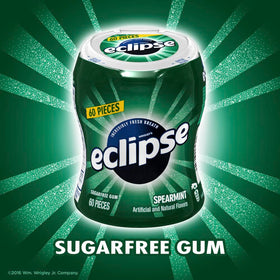 Unopened six-pack Eclipse Spearmint Sugar-Free Gum display for travel and storage.