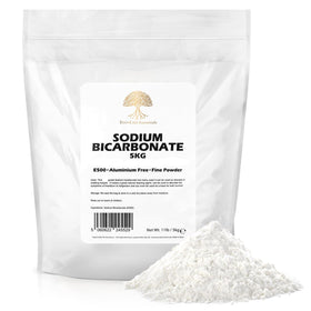Eco-Lux Essentials pure baking soda in an 11 lb jar for cooking and cleaning.