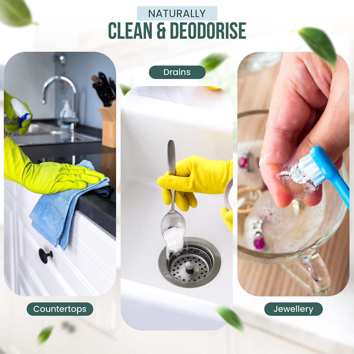 Eco-Lux Essentials versatile baking soda for multiple household uses.