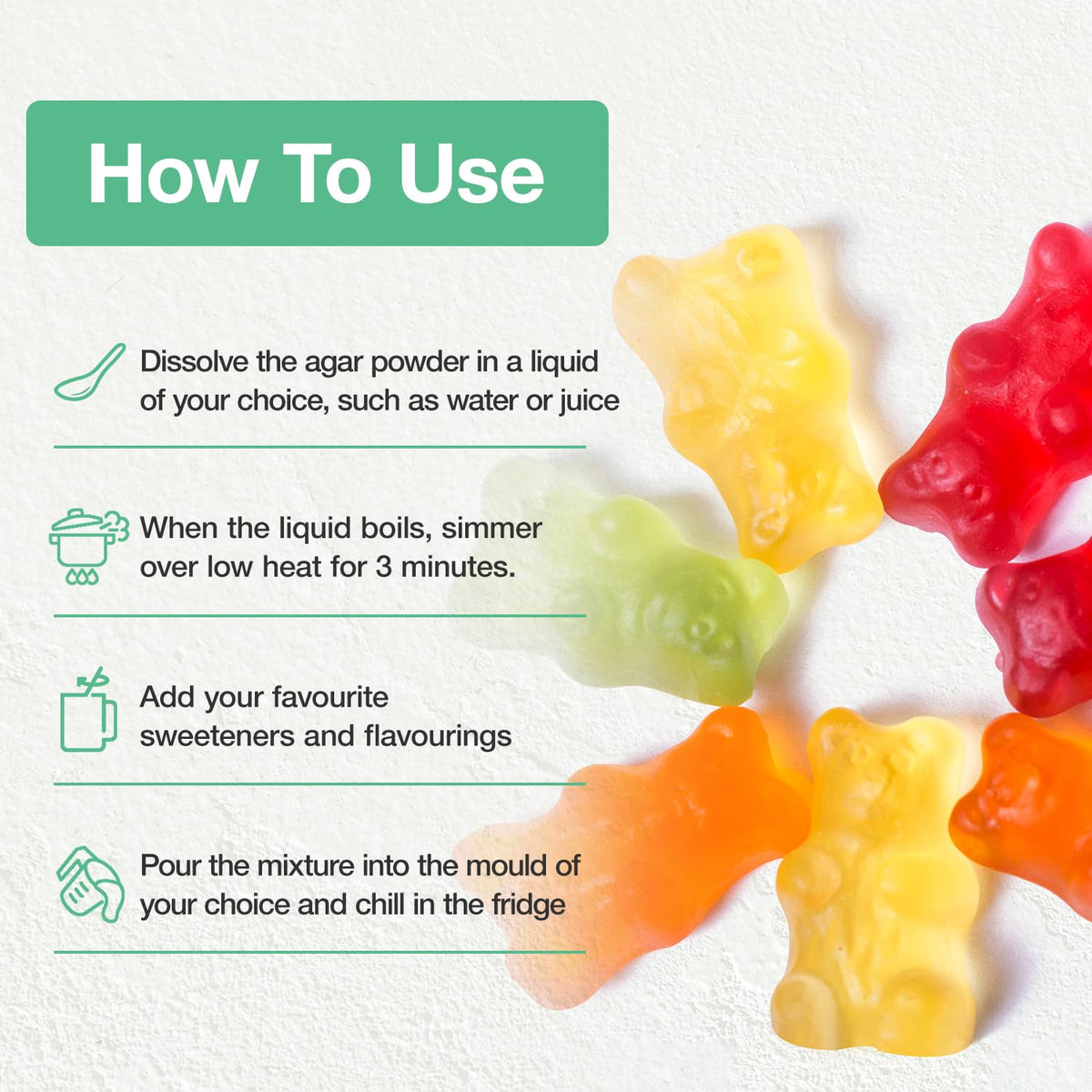 ECO-TASTE agar-agar powder used in a vegan jelly dessert for smooth texture.