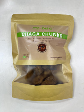 ECO-TASTE chaga chunks sized 3-5 cm for quick brewing.