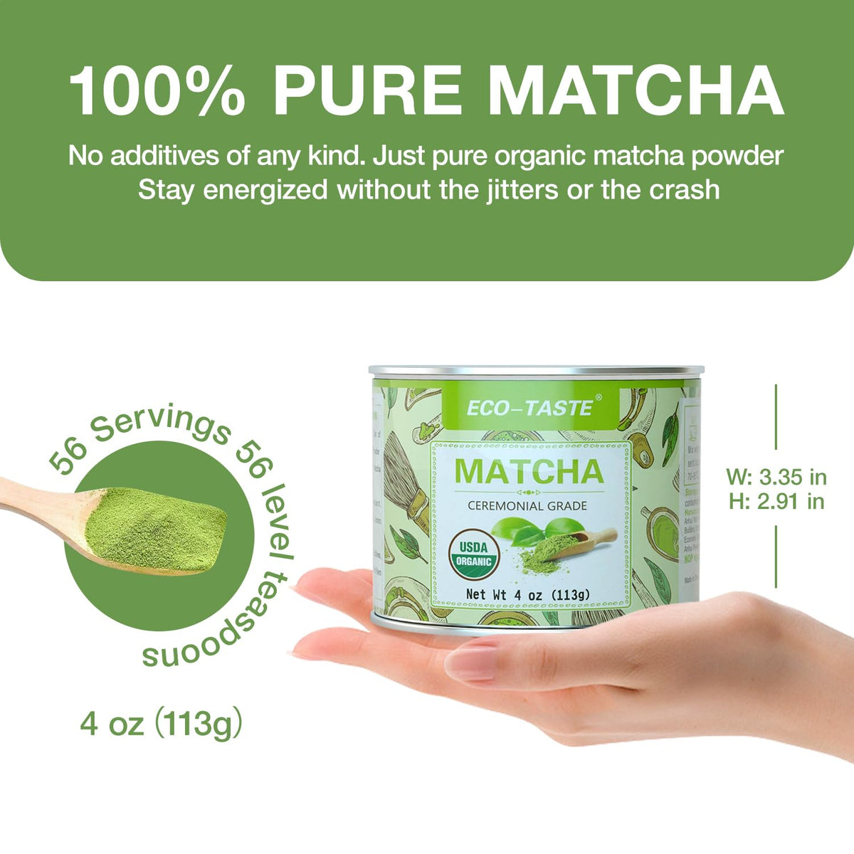ECO-TASTE matcha powder texture closeup for rich latte and baking