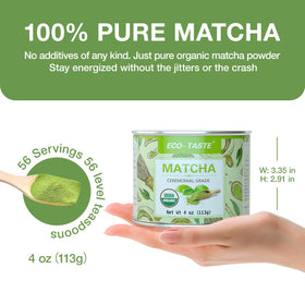 ECO-TASTE matcha powder texture closeup for rich latte and baking