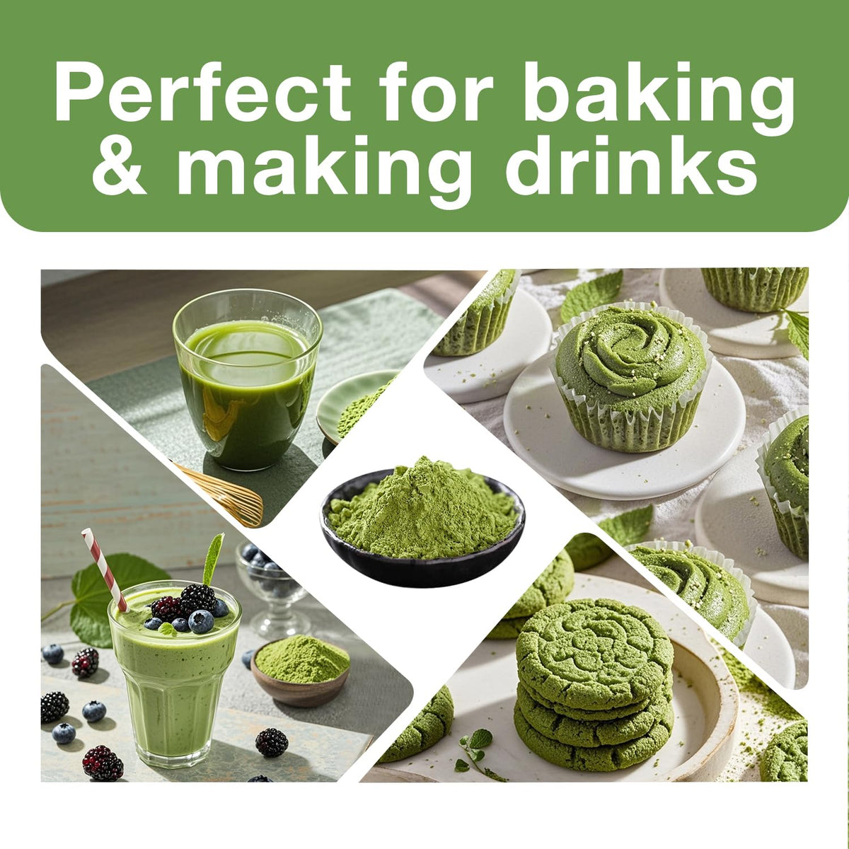 ECO-TASTE smoothie preparation with matcha in glass