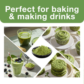 ECO-TASTE smoothie preparation with matcha in glass