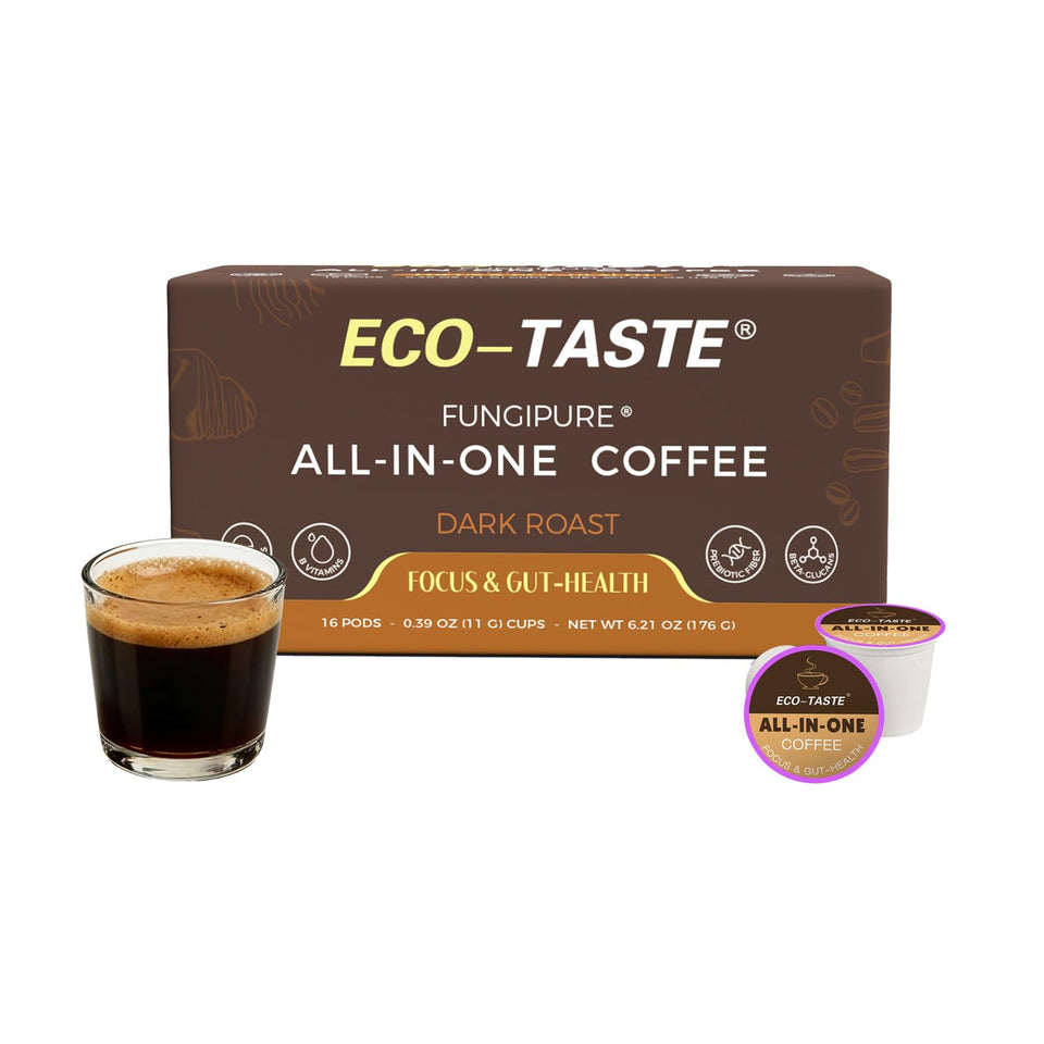 Eco-Taste Mushroom Coffee K-Cup front view for quick, focused mornings.