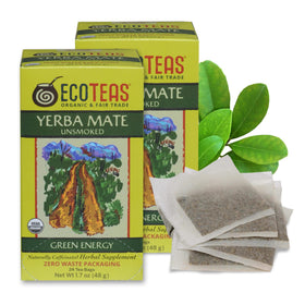 ECOTEAS organic yerba mate tea bags packaging for easy two pack
