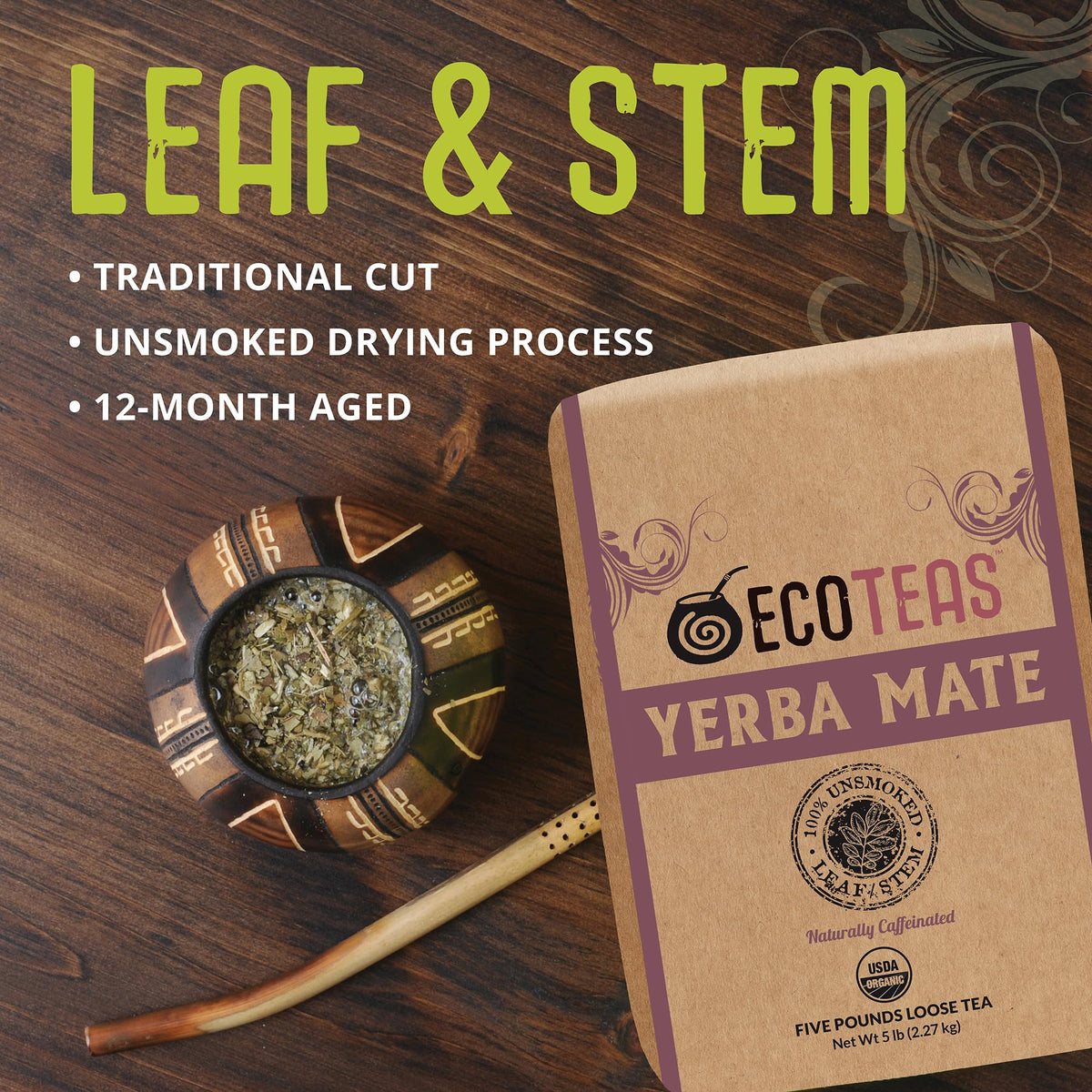 ECOTEAS Yerba Mate in a French press ready for a bold cup