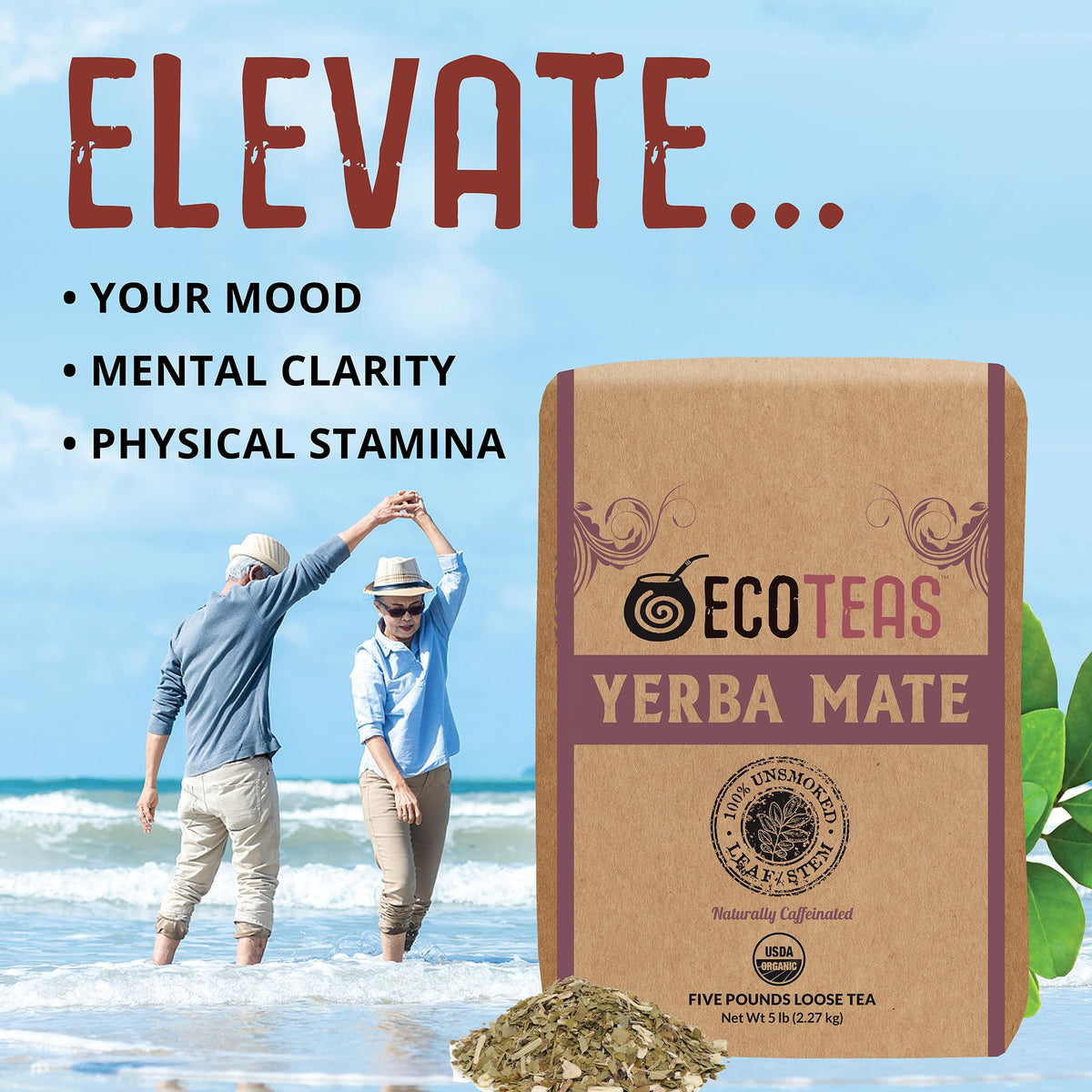 ECOTEAS Yerba Mate leaf and stem composition in traditional cut
