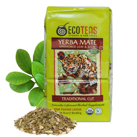 ECOTEAS Yerba Mate loose leaf in mug delivers a smooth, aromatic cup.