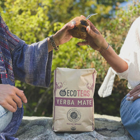 ECOTEAS Yerba Mate in a morning glass cup for daily ritual