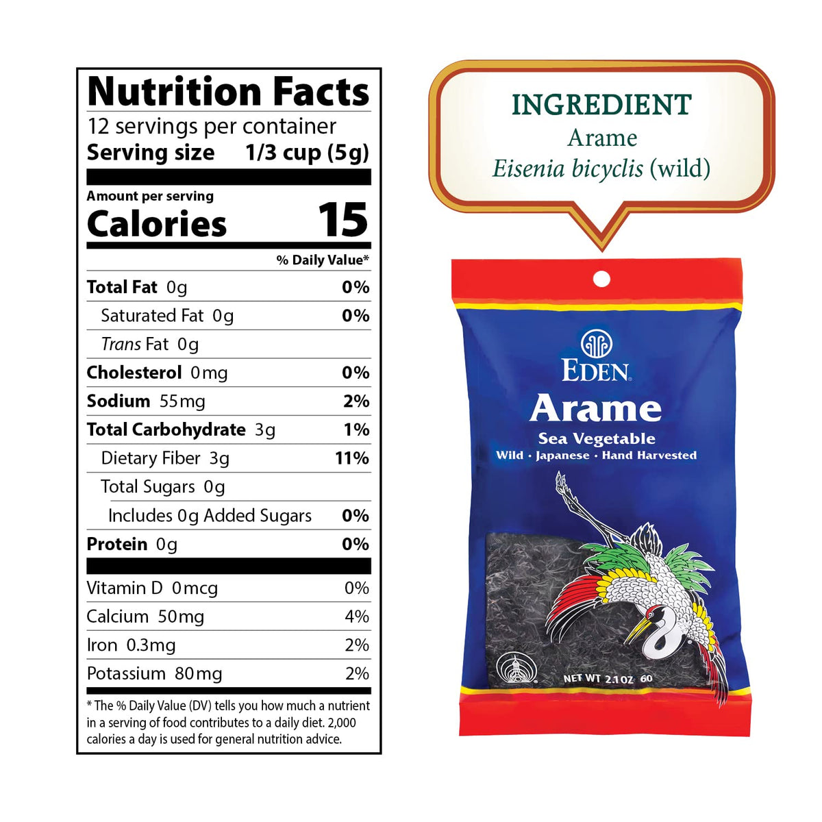 Eden Arame dried seaweed slices for easy pantry use