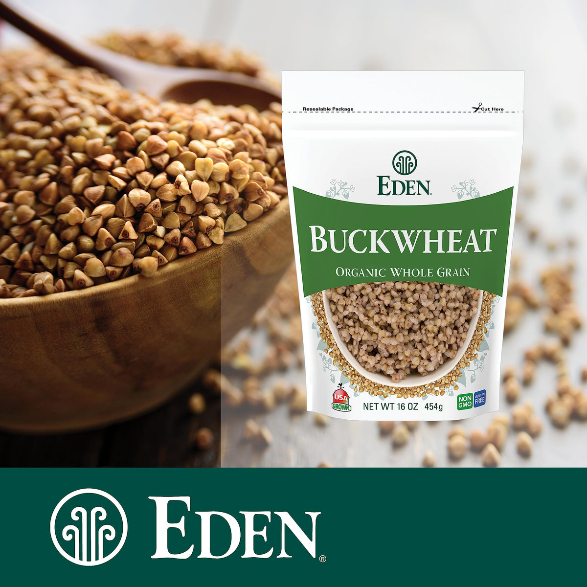 Stovetop pot of EDEN Buckwheat Hulled simmering for a warm, nutty aroma.