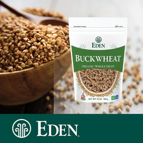 Stovetop pot of EDEN Buckwheat Hulled simmering for a warm, nutty aroma.