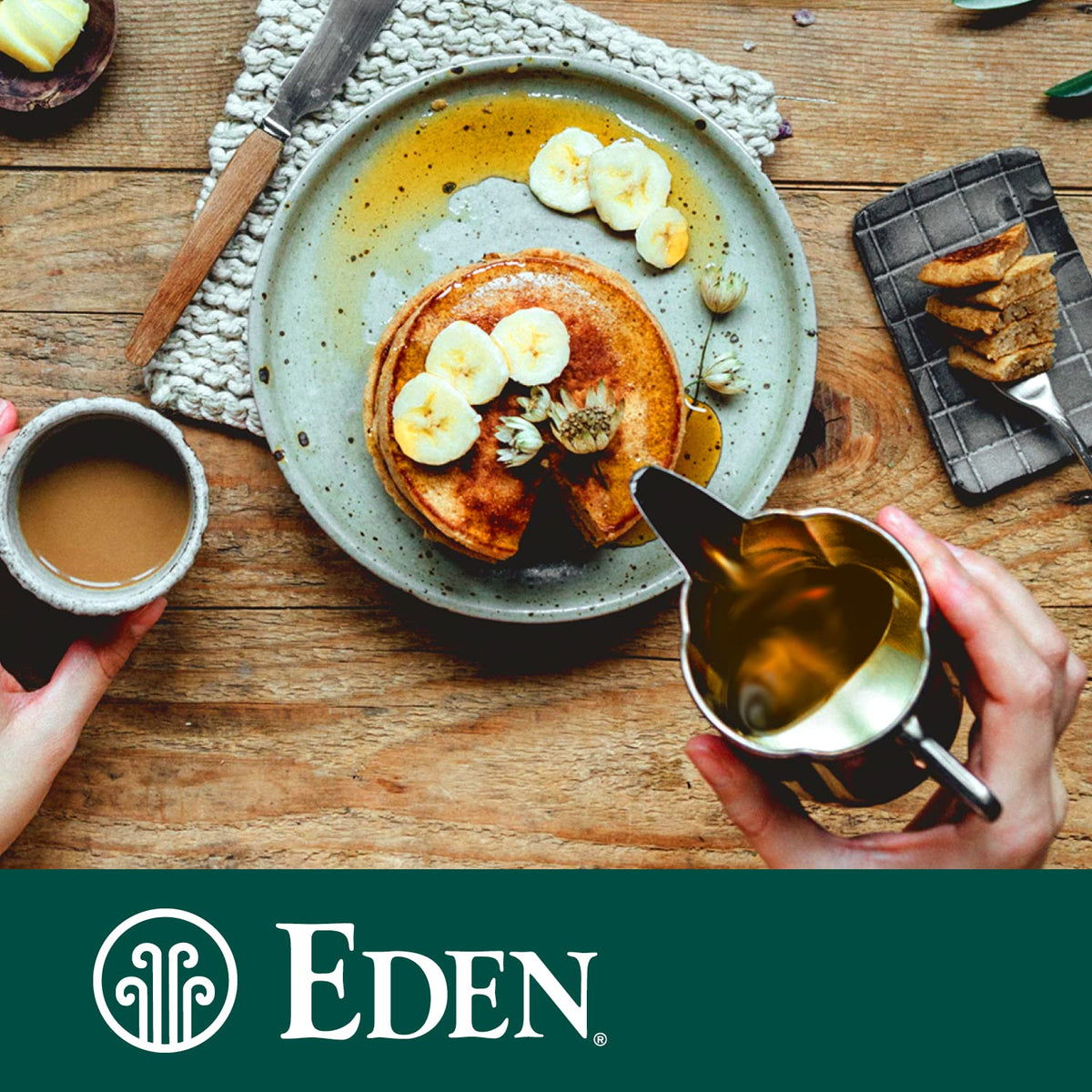 Eden Foods barley malt syrup glass jar showcases rich sweetness for recipes.