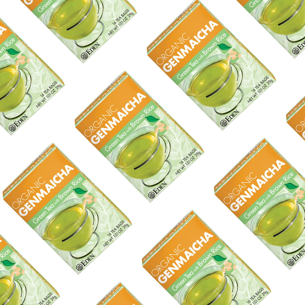Eden Genmaicha organic Nagata Co-op label emphasizing sustainable farming practices