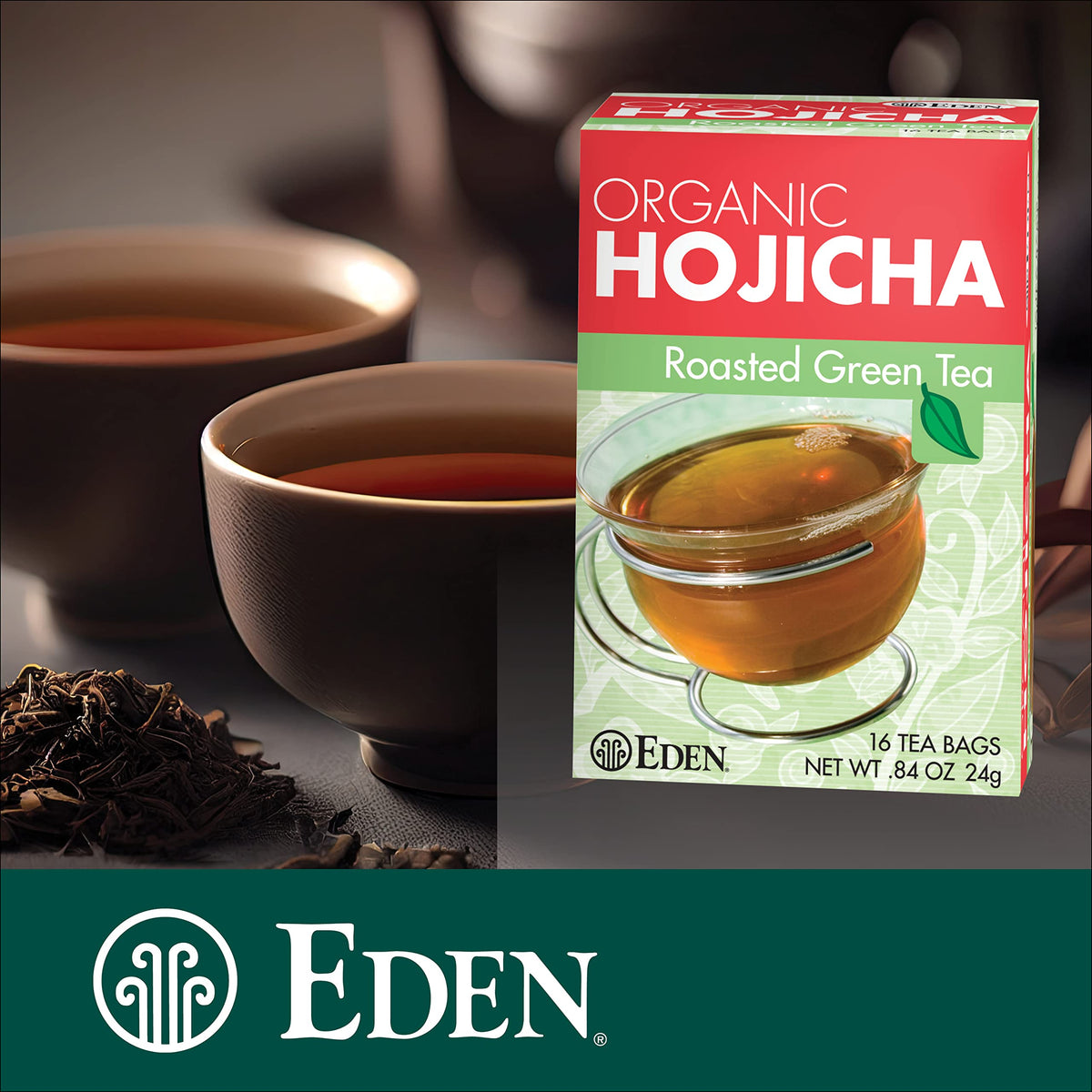 Eden Hojicha Uji origin label emphasizes traditional craftsmanship.