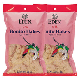 Eden Japanese Bonito Flakes package close-up highlights premium sashimi-grade quality.