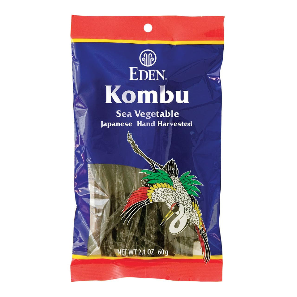 Eden Kombu wild hand harvested sea vegetable hero image showing premium seaweed for dashi preparation.