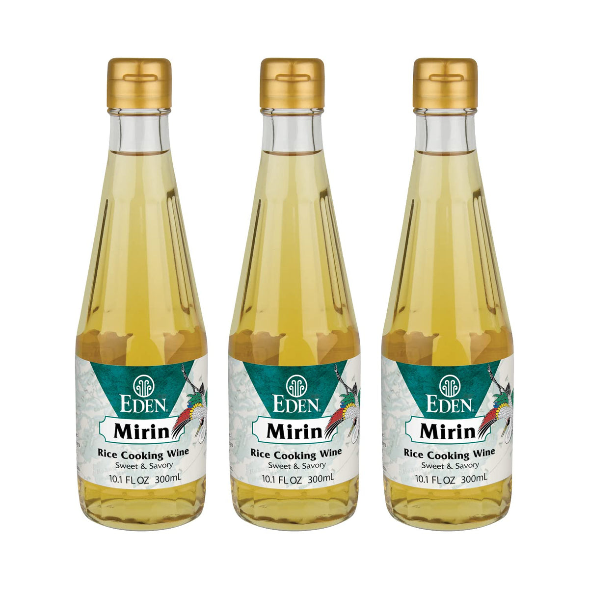 Eden Mirin bottle label highlights traditional koji brewing for versatile cooking.