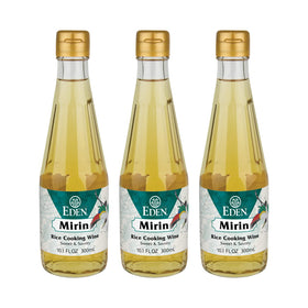 Eden Mirin bottle label highlights traditional koji brewing for versatile cooking.