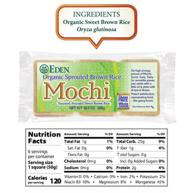 Eden Mochi ingredients highlight sprouted brown rice for a wholesome base