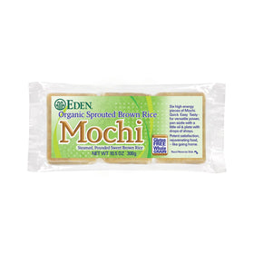 Eden Mochi packaging showcasing organic sprouted rice for clean snacking