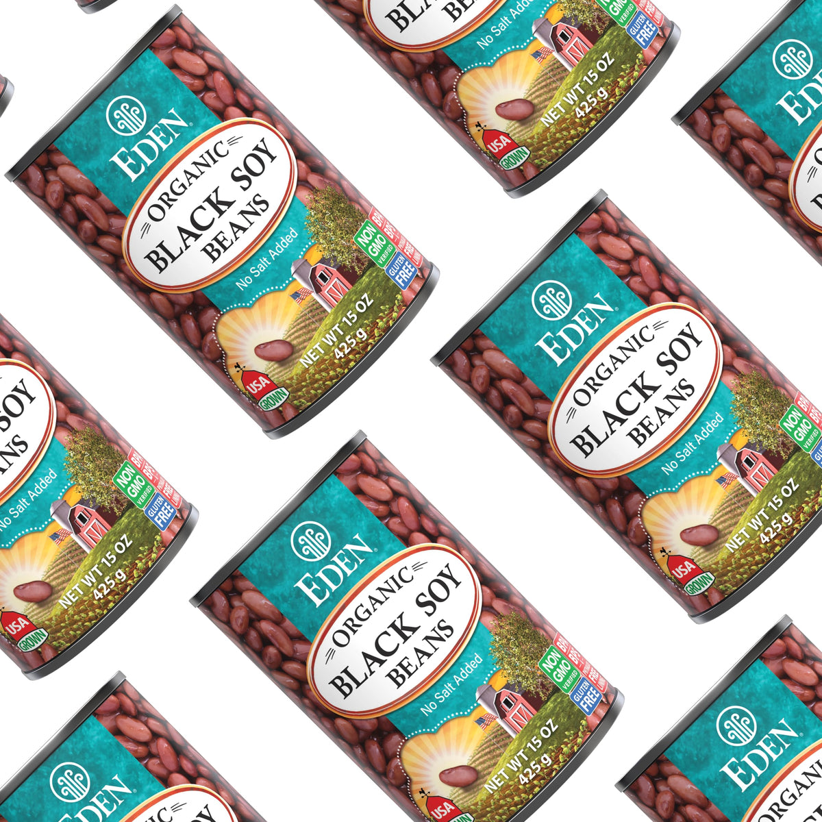 Eden Organic Black Soy Beans organic farming emphasis in product image.