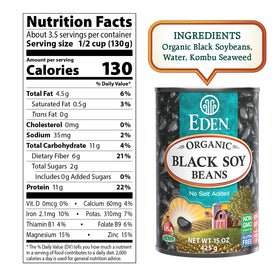 Eden Organic Black Soybeans side view highlights a compact, convenient can.