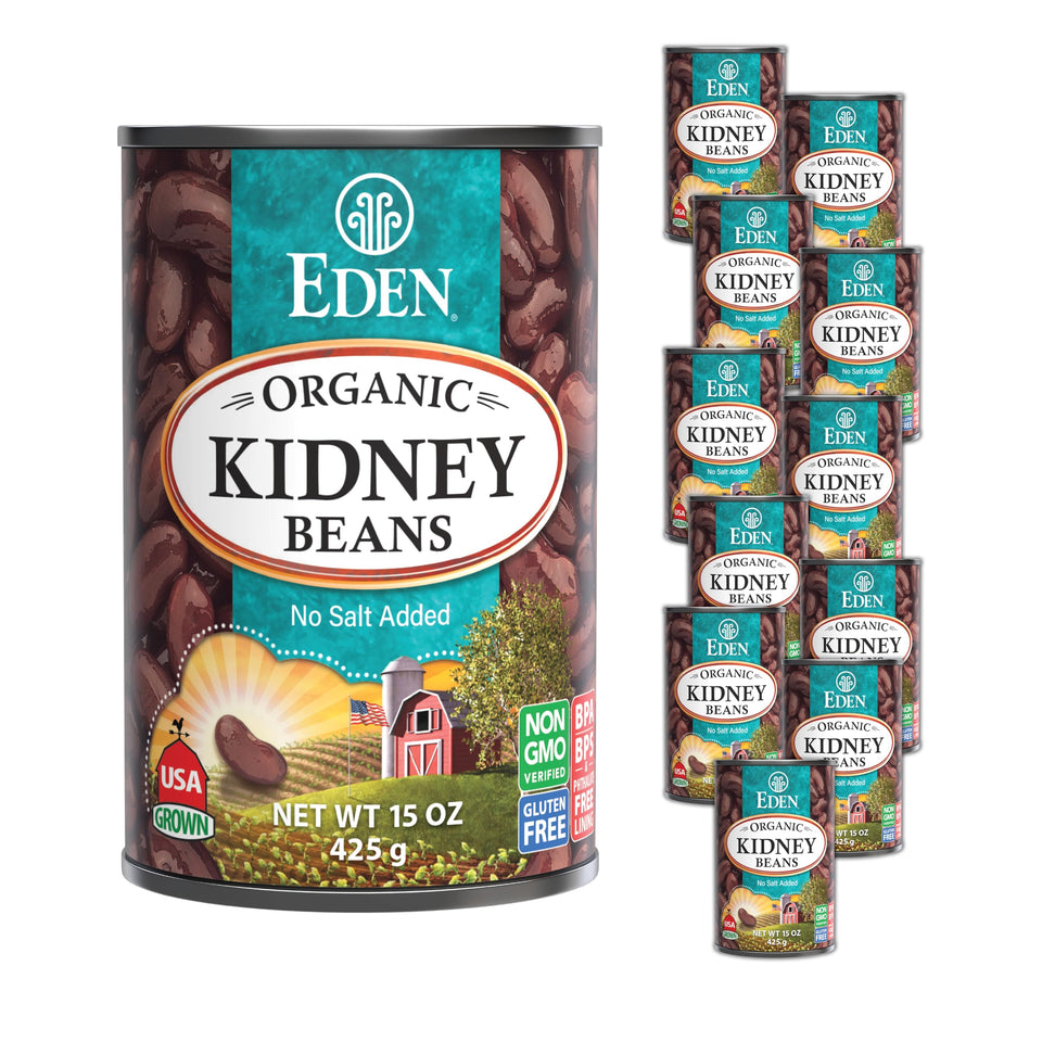 Eden Organic Kidney Beans No Salt Added front view, ideal for chili and salads.