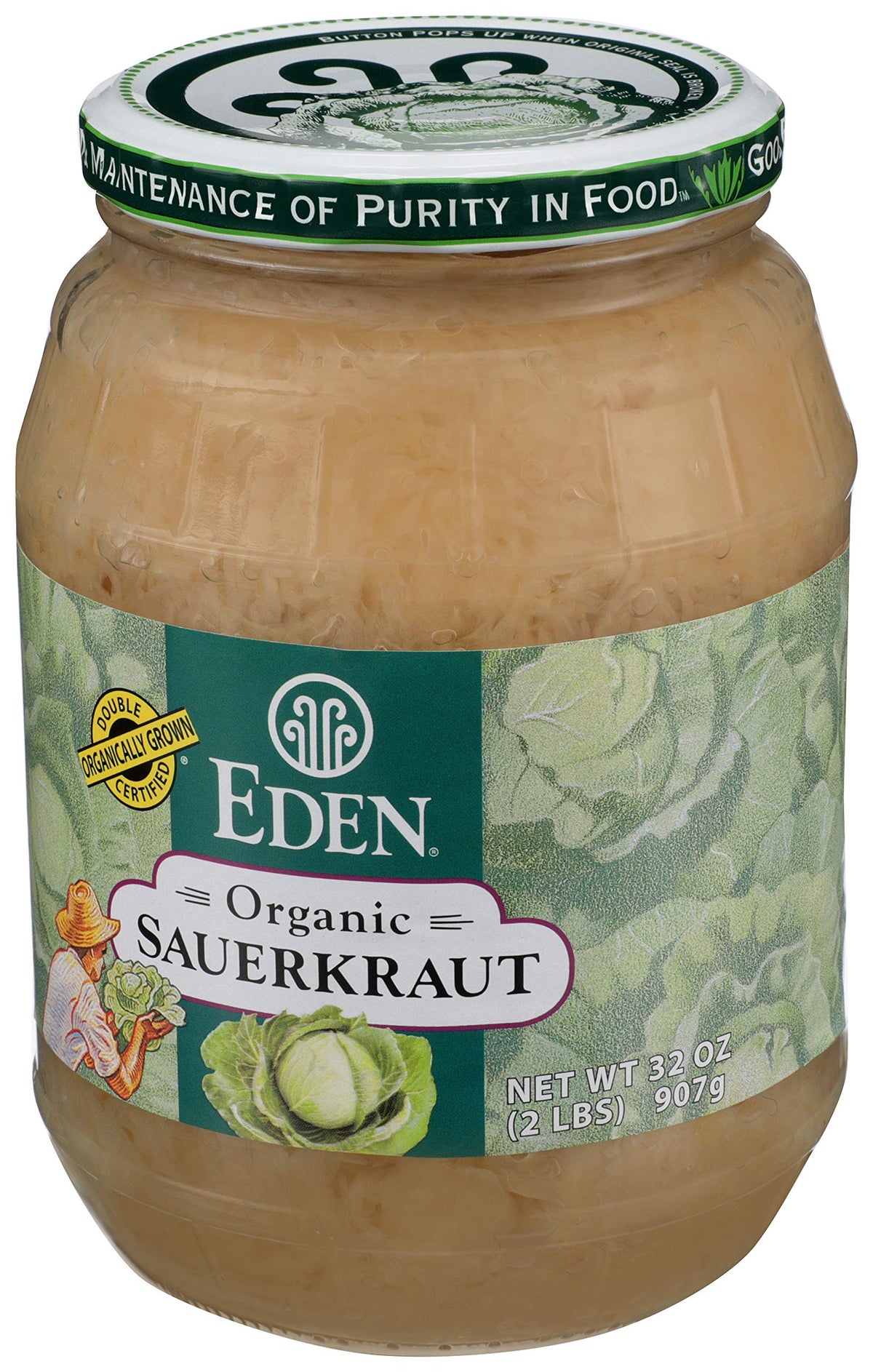The cabbage is hand-harvested for Eden Sauerkraut to preserve flavor integrity.