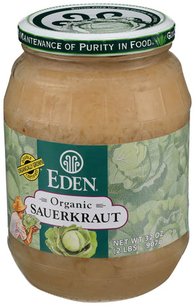 The cabbage is hand-harvested for Eden Sauerkraut to preserve flavor integrity.