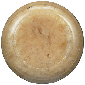 Kosher certification mark on the Eden sauerkraut jar signals dietary clarity.