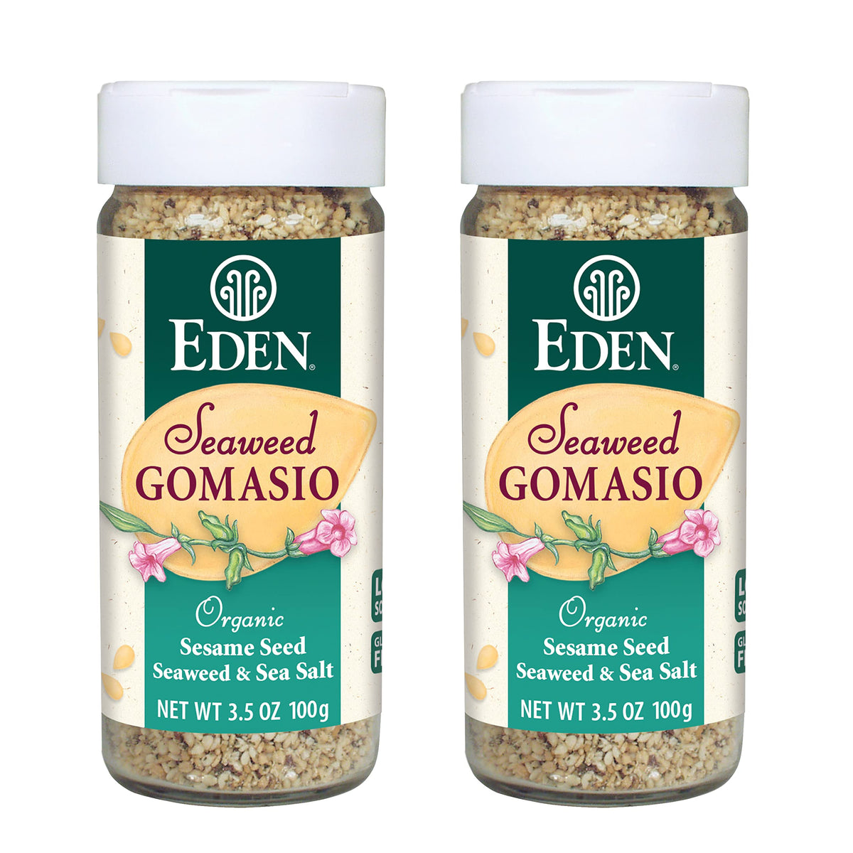 Eden Organic Seaweed Gomasio packaging front with two jars