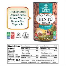 Eden Pinto Beans can on shelf ready for quick meals
