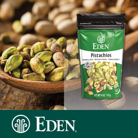 Eden Pistachios pesto-ingredient adds crunch to homemade sauces.