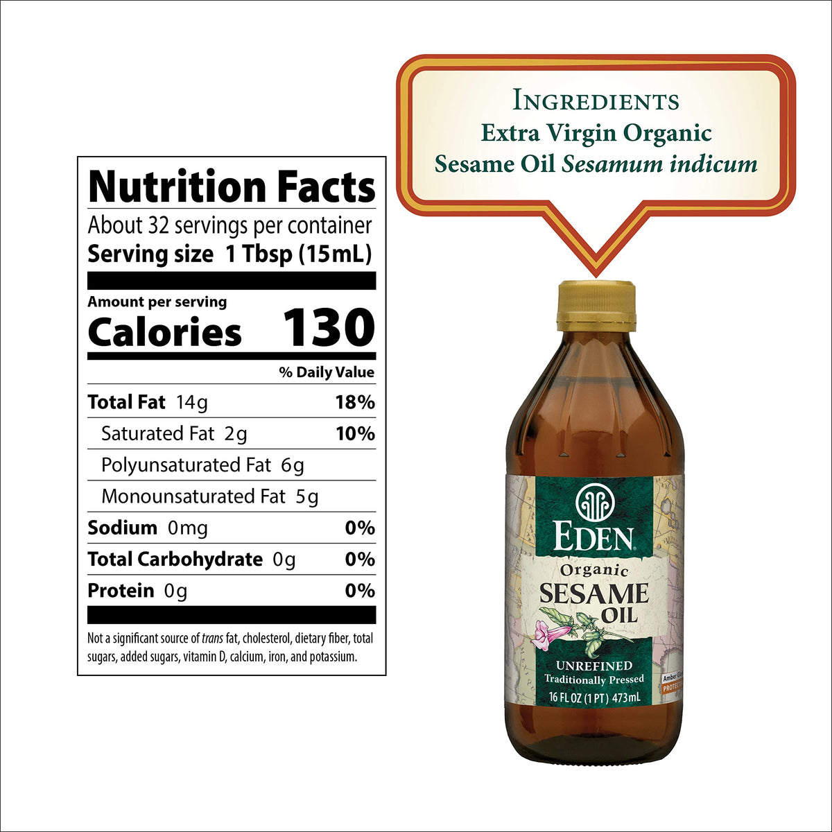 Pouring Eden Sesame Oil into a pan for a quick, flavorful sauté.