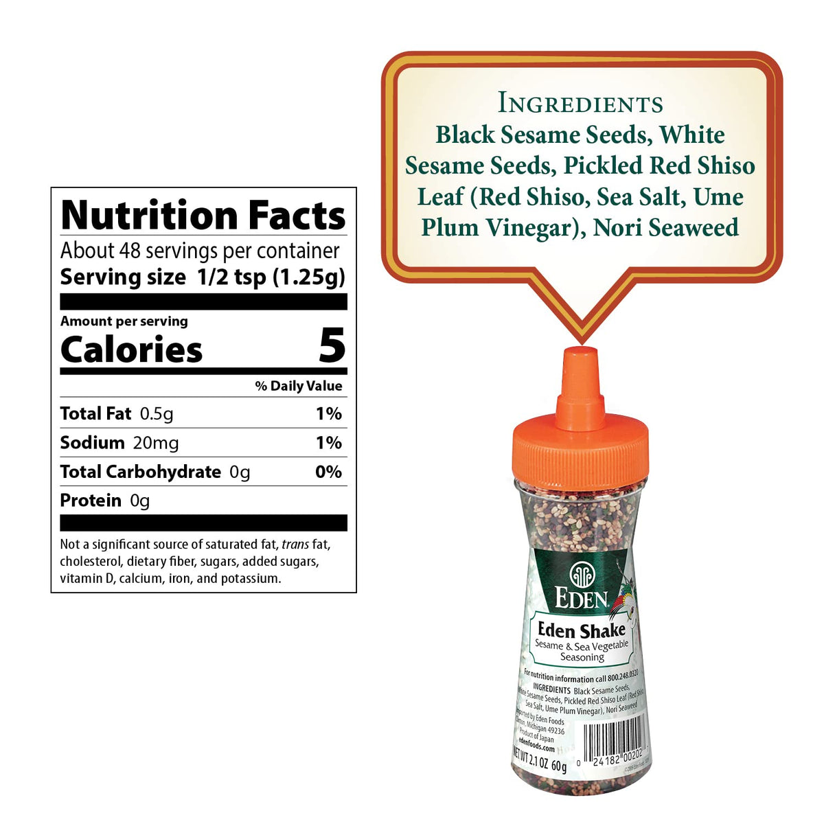 Eden Sesame and Sea Vegetable Seasoning dry blend in a bowl enhances umami.
