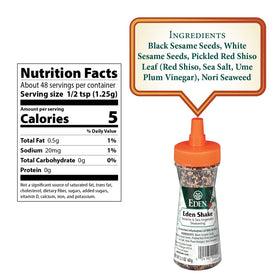 Eden Sesame and Sea Vegetable Seasoning dry blend in a bowl enhances umami.