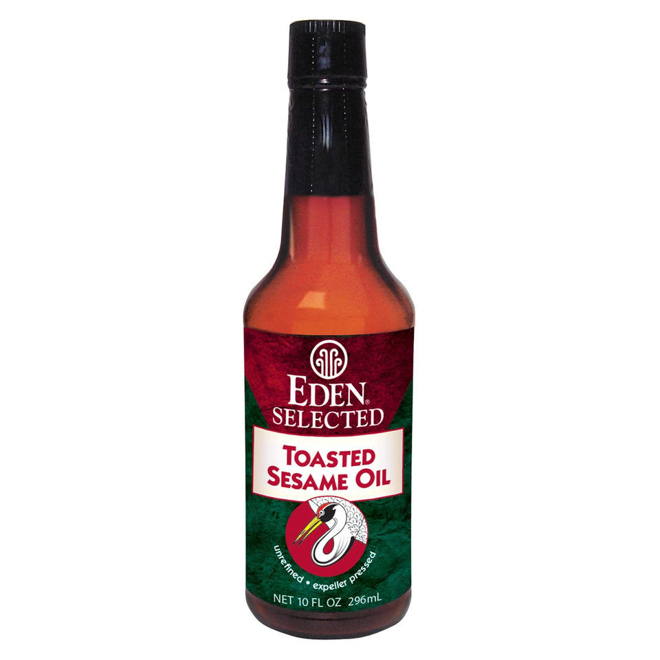 Eden toasted sesame oil bottle pour boosts flavor in stir-fries
