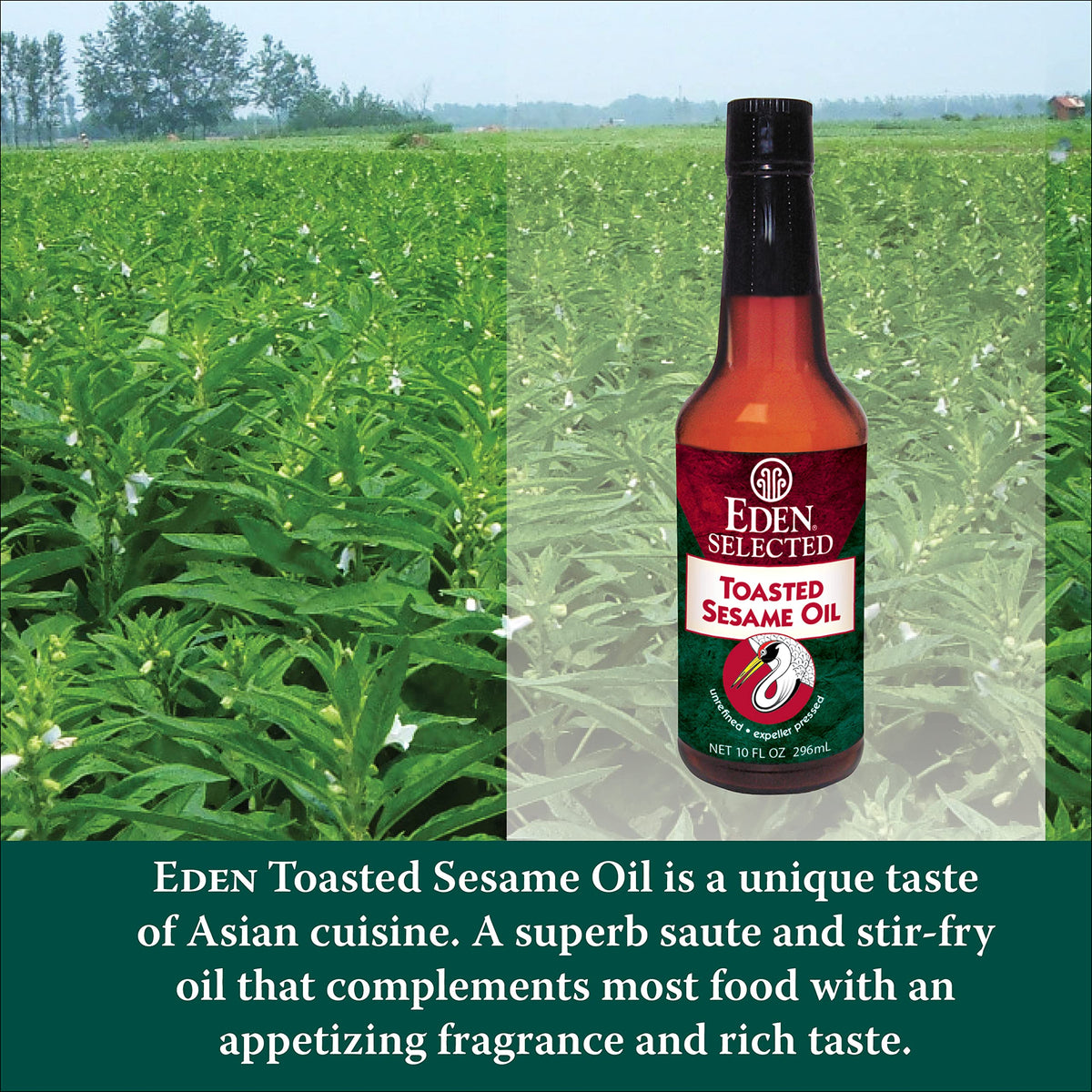 Eden toasted sesame oil in a stir-fry pan adds aroma